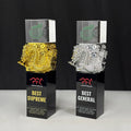6x6x26cm Gold Silver Resin Dragon Block Crystal Trophy MH-J0842