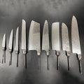 DM10BD1 Ready Install Handles Damascus Knife Blades Rat-Tailed Tang Feather Texture Sharp Knife Blades for Knife Making Damascus