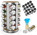 Spice Rack Organizer Spice Jars for Cabinet Hot Sale Stainless Steel with 20 Glass Kitchen Accessories Storage Holders & Racks