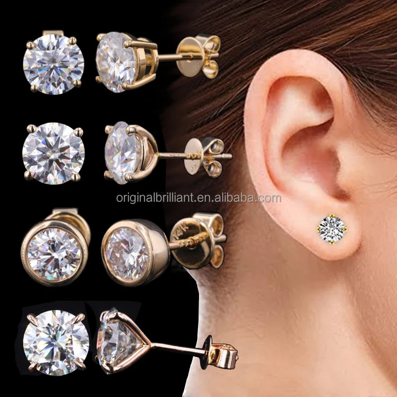 Starsgem Classic Stud Earrings Women Jewelry 14K Solid Gold Jewelry IGI Card Certified Lab Grown Diamond Earrings