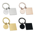 25mm 30mm Square Pendant Hand Polish Calendar Key Tag Ring Stainless Steel Key Holder Split Keychain