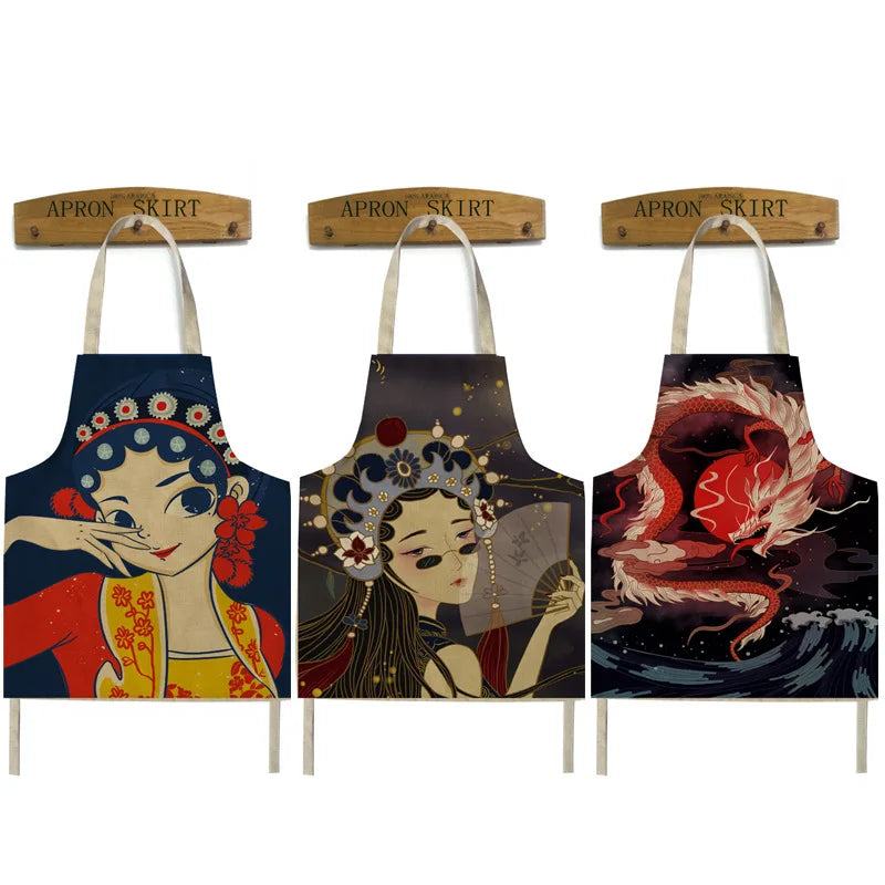 Hot Sale Design Printing Apron Women Chef Uniform Kitchen Apron Restaurant Accessories Waterproof Adjustable Aprons Black Girl