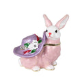 SHINNYGIFTS Cute Floral Hat Rabbit Trinket Box Enamel Zinc Alloy Jewelry Storage Box Easter Bunny Figurine Ornament