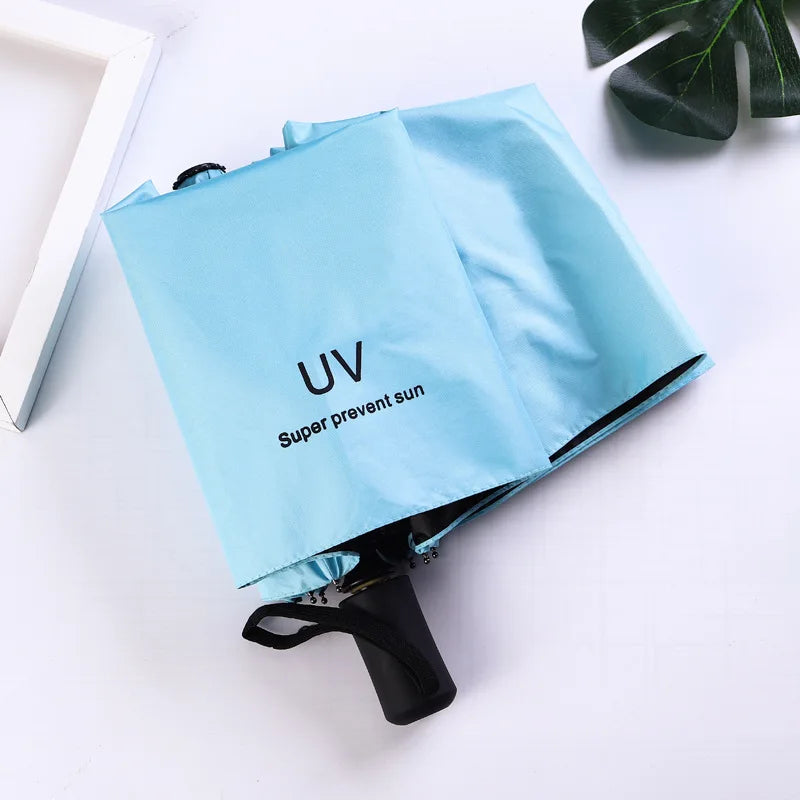 Three-Fold Manual UV Sun Umbrella Thickened Black Glue Modern/Traditional/Classic Design for Outdoor Sunscreen