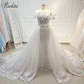 Ruolai QW01762 Detachable Removable Lace Wedding Dress One-shoulder Appliqued Mermaid Bridal Dress