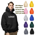 Custom Heavyweight Blank Puff Printing Hoodie Set Rhinestone Plain Pullover Cotton No String Oversized Men's Hoodies Sweatshirts