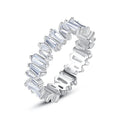 Fine 925 Sterling Silver Iced Out CZ Diamond baguette Tennis Ring for Women