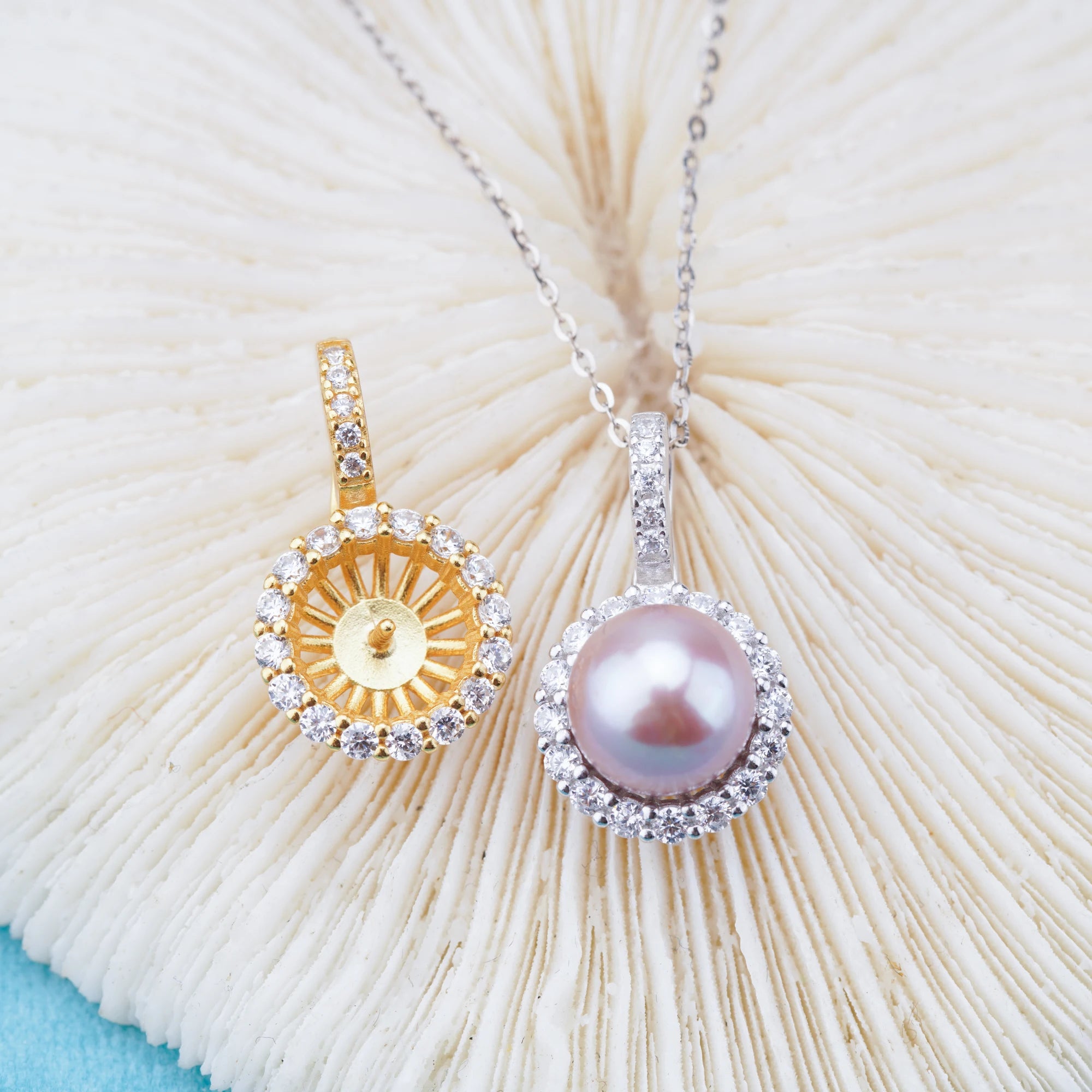 P011044 DIY 6-8mm Natural Freshwater Pearl Pendant Accessory 925 Sterling Silver Engagement Jewelry Necklace for Women