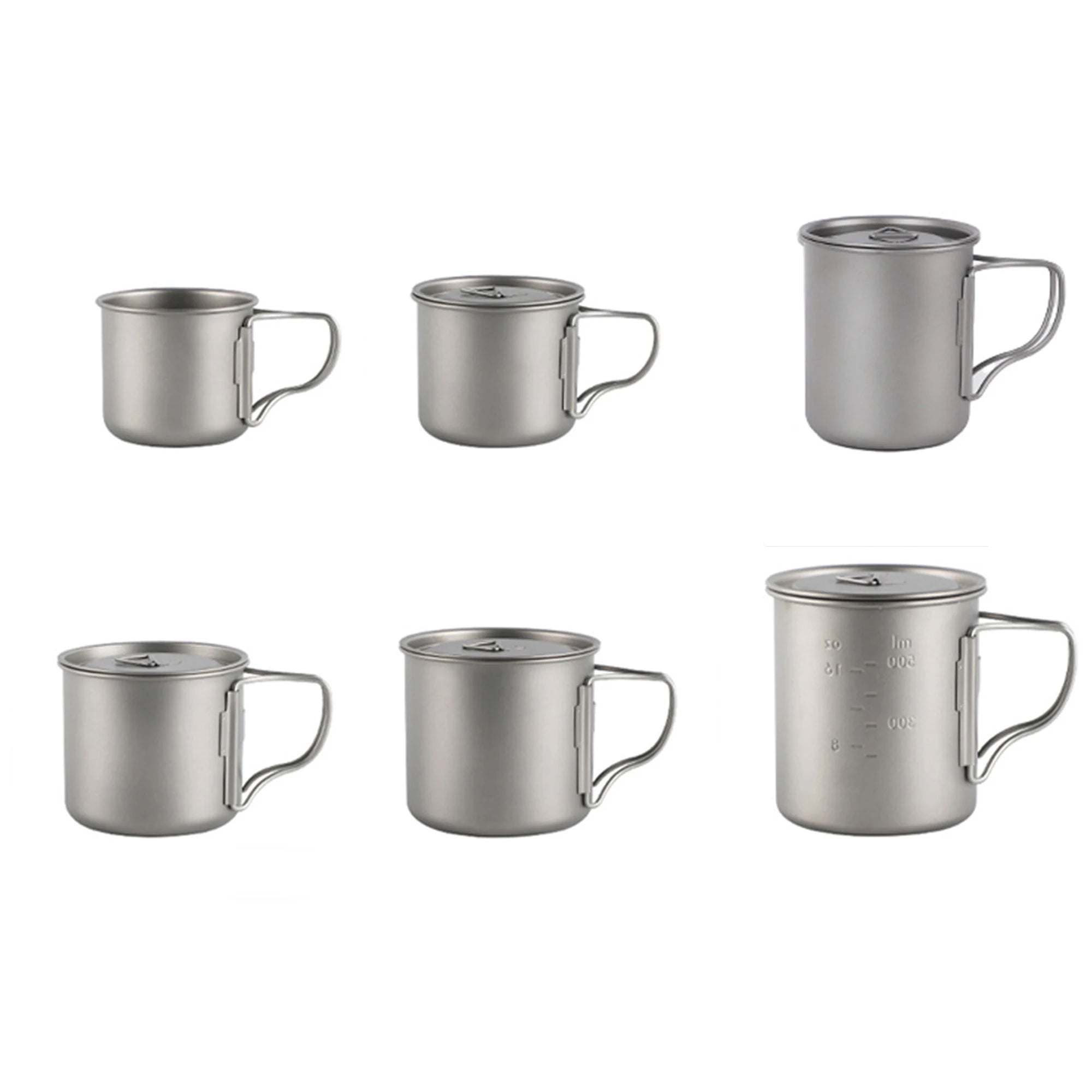 Pure Titanium Cup Outdoor Camping 500ml 750ml 200ml Foldable Handle Titanium Water Cup for Tea Coffee