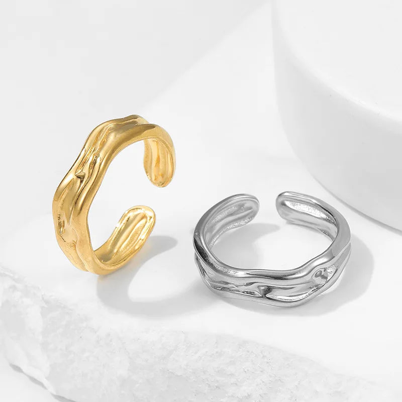 BM No Tarnish Waterproof Wholesale Stainless Steel Irregular Geometric Ring for Women