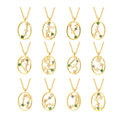 FUAMAY Fashionable Link Chain Necklace Sterling Silver Rainbow Stone Zodiac Pendant Classic Style for Wedding or Gift
