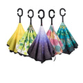 Manual Double Layer Reversible Straight Umbrella 10 Hands-Free C-Handle for Car Reverse Inversion Upside Car Use Business Gifts