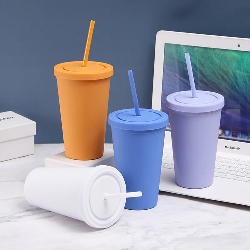 Factory Acrylic Plastic Coffee Cup Matte Tumbler Painting 16oz Multiple Colored Double Wall Acrylic Tumbler Cups in Bulk