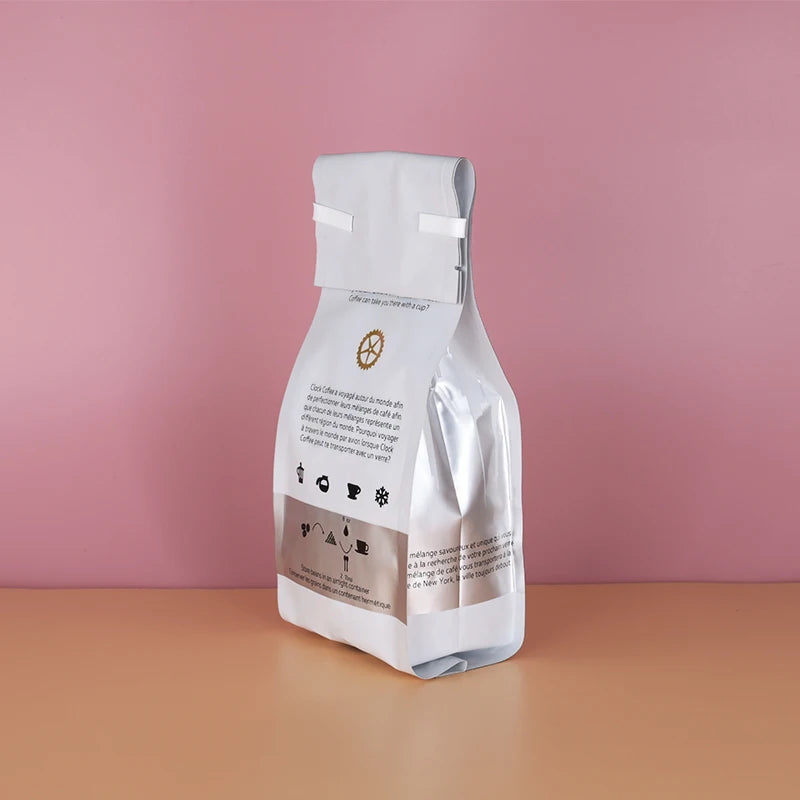 White Best Aluminum Mylar Bags Portable 1 Pound Coffee Bags with Tin Tie