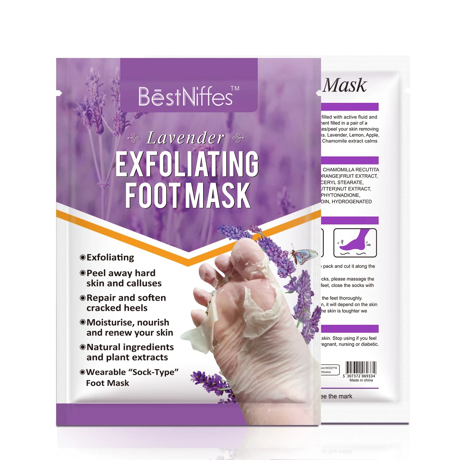 BESTNIFFES Lavender Foot Skin Care Peeling Exfoliating Foot Mask Feet Mask Remove Dead