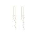 Wholesale Lucy Jewelry Women's 18K Yellow Gold AAAAA Grade White Akoya Pearl Beaded Long Drop Earrings 14.5CM