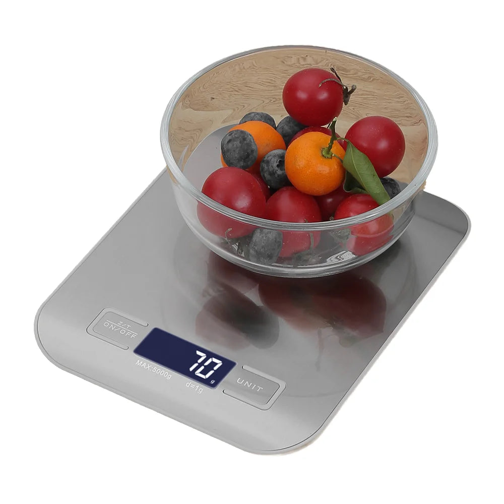 High Accuracy Digital Kitchen Scale Stainless Steel Food Scale up 5000g 1g Division for Accurate Weight Measuring