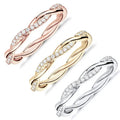 GR35 925 Sterling Silver Trendy Tiny Ring Cubic Zirconia Twisted Rope Eternity Band for Women Simple Jewelry White CZ Stone Ring