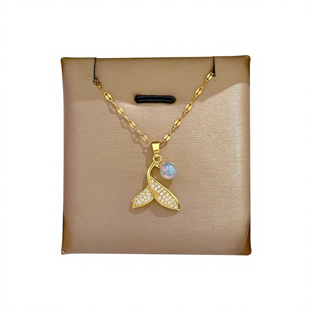 New Gold Plated Stainless Steel Whale Tail Link Chain Necklace-Gift