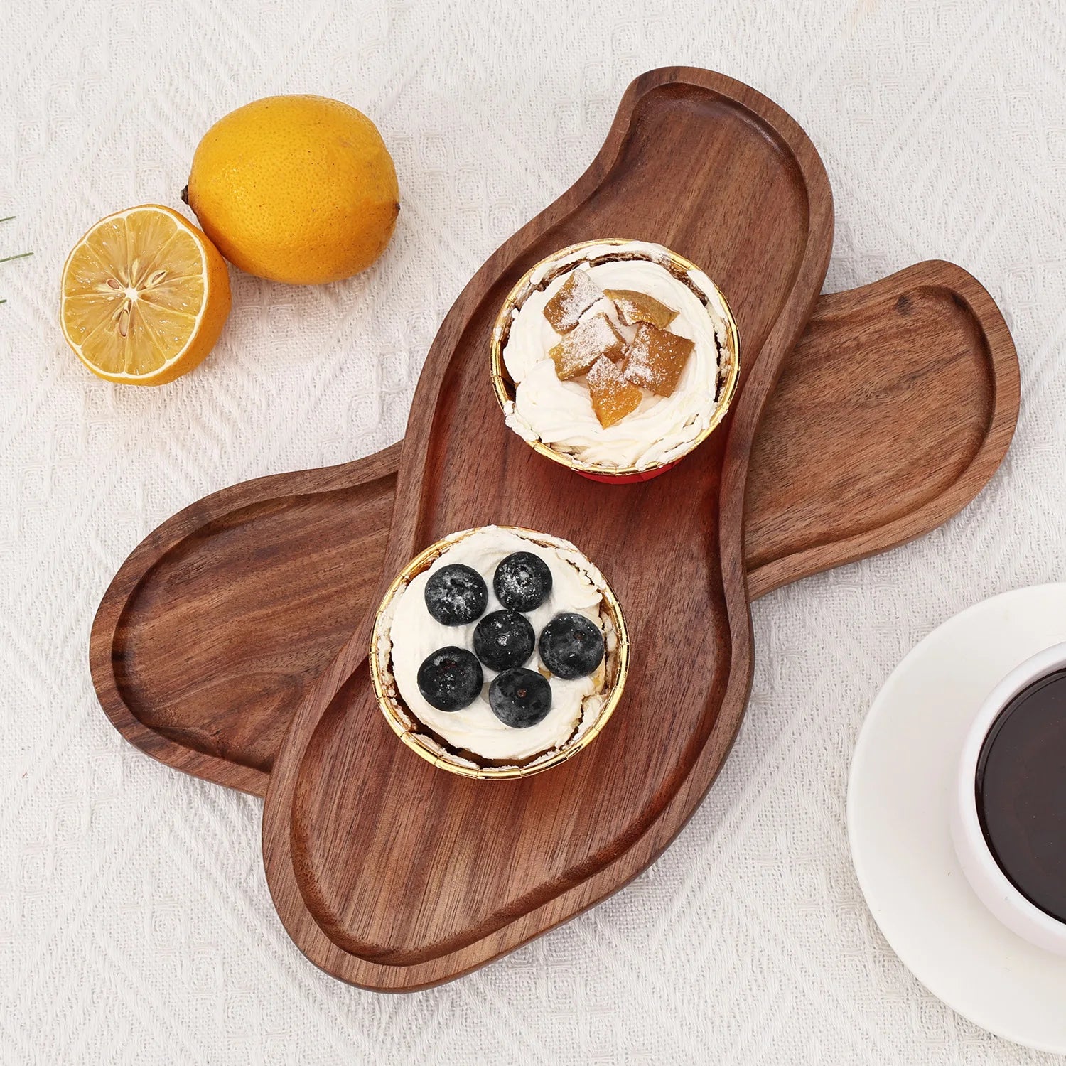 Acacia Wood Trays Wooden Serving Trays for Food Large Irregular Snack Tray