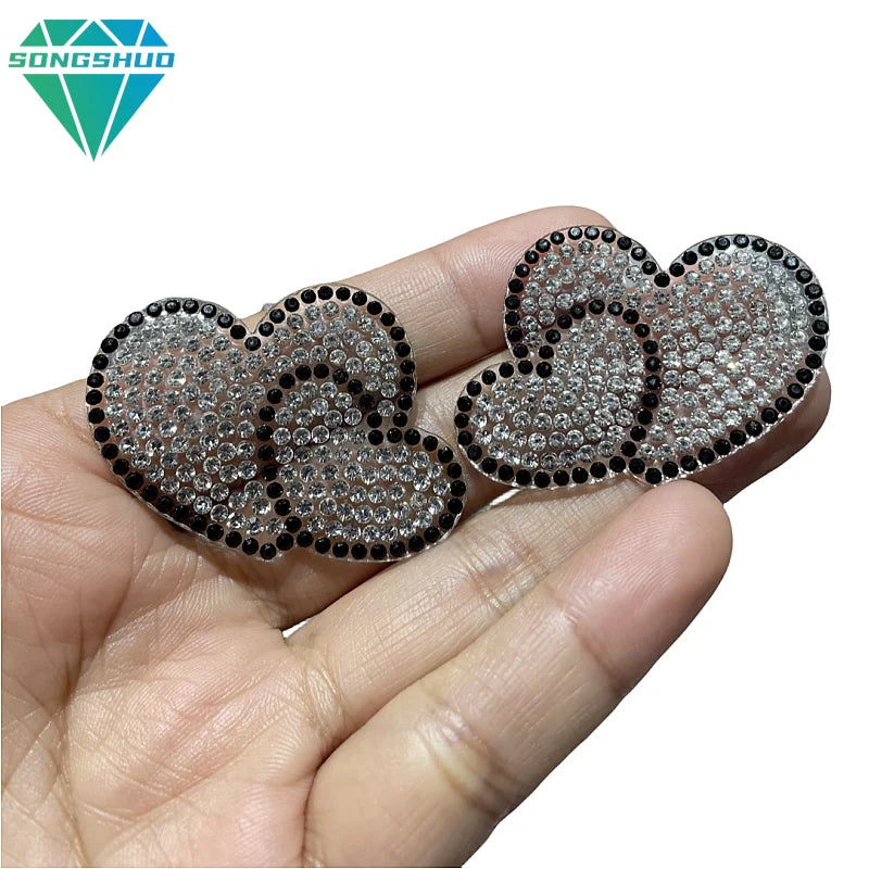 Hot Selling Rhinestone Patch SelfAdhesive Heart Shaped Embroidery Rhinestone Stickers Clothing Decoration