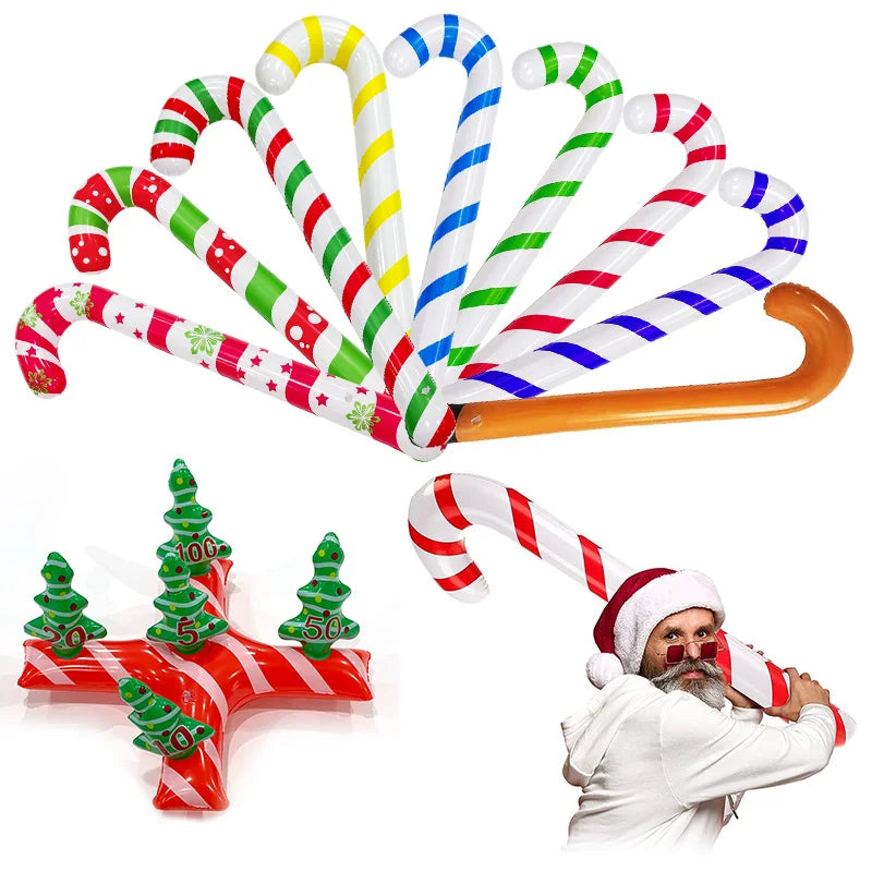 2024 Christmas Inflatable Cane Toys for Party Decorations Inflated Xmas Walking Stick Staff for Kids Gifts Festival Props