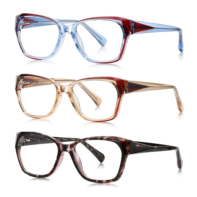 European&American Fashion Frames for Eyeglasses Anti Blue Light Flat Glasses Women TR90 Diamond Eyeglasses Frames High Quality