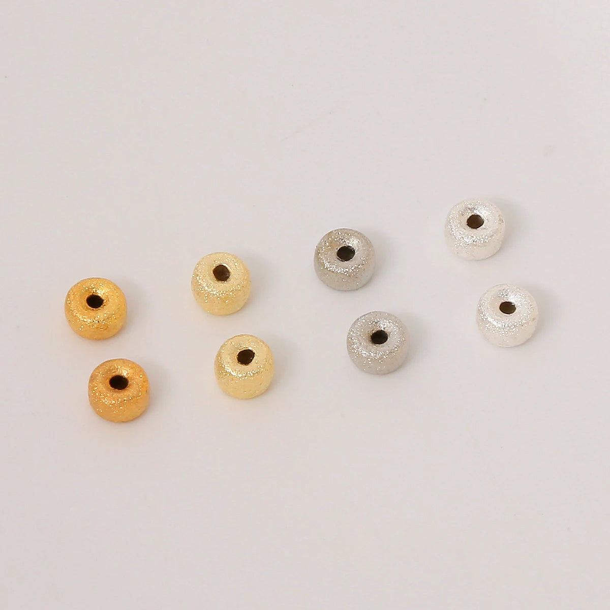 18K  Gold Plated Loose Bead Frosted Wheel Shape Beads Patterned Spacer Beads for Jewelry Making