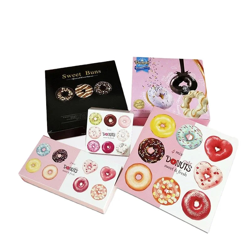 Custom Printed Pink Paper Box for Donuts Cookies Sushi Biscuits for Bakery Packaging Enhanced with ESTICK Design