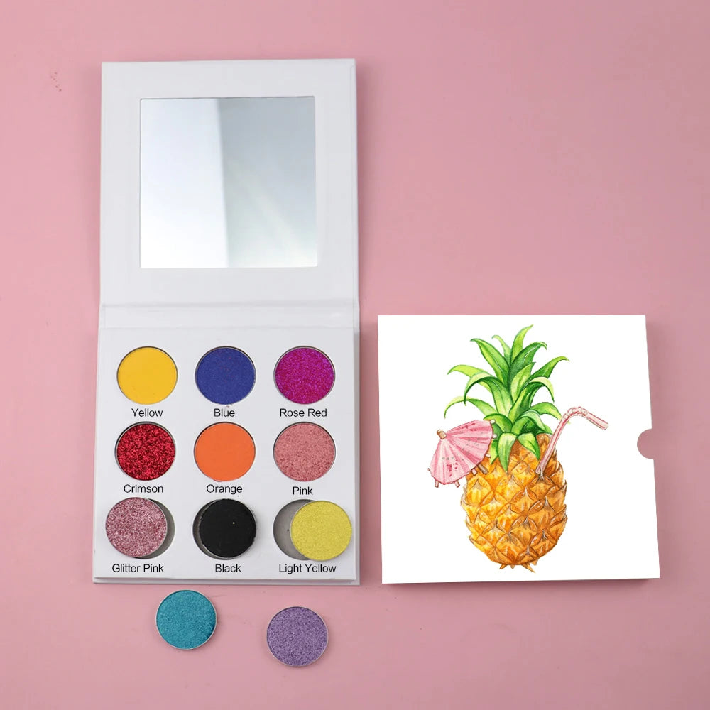 Custom Square 9 Colors Eyeshadow Palette High Pigment Private Label Vegan Makeup Eyeshadow Palette Pink