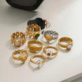 Multiple Shape Colorful Gemstone Set Stainless Steel Rings Non-Allergic Gold PVD Plated Pearl Inlaid Finger Band Zircon Rings