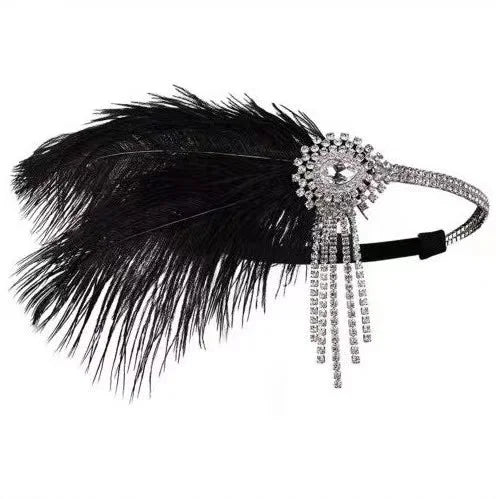 Hot Selling Vintage Crystal Feather Headband Great Gatsby Headdress Bridal Evening Ball Costume Dress Accessories Headband