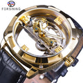 Forsining Official Exclusive Sale Golden Double Side Transparent Modern Design Men Watch Top  Luxury Automatic Wristwatches