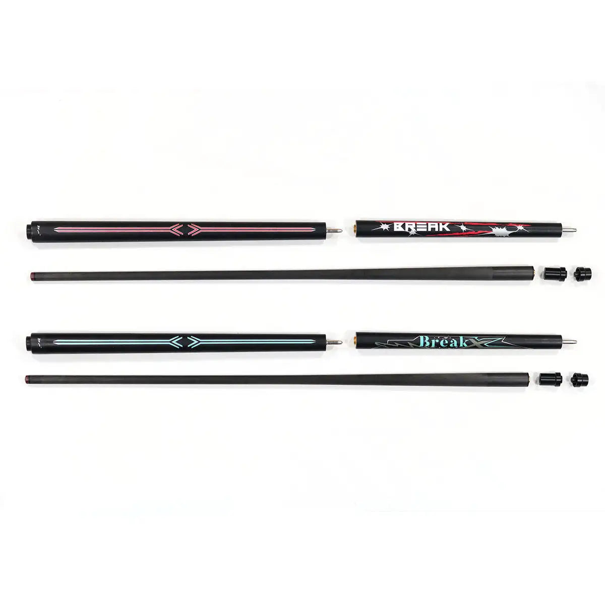 Xikuno 58-Inch High Quality Carbon Fiber 3-Pc Billiard Cue Hot Sale Jump Break Puncher for Pool Sport