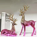 Custom Resin Electroplated Animal Figurines Geometric Christmas Deer Statues for Home Decoration