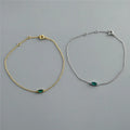 SP New Simple Design Zircon Stone Bracelets Jewelry S925 Sterling Silver Green Zircon Link Chain Bracelet