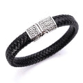 Men's Punk Rock Style Fashion Charm Bracelet with Engraved Button Leather Jewelry