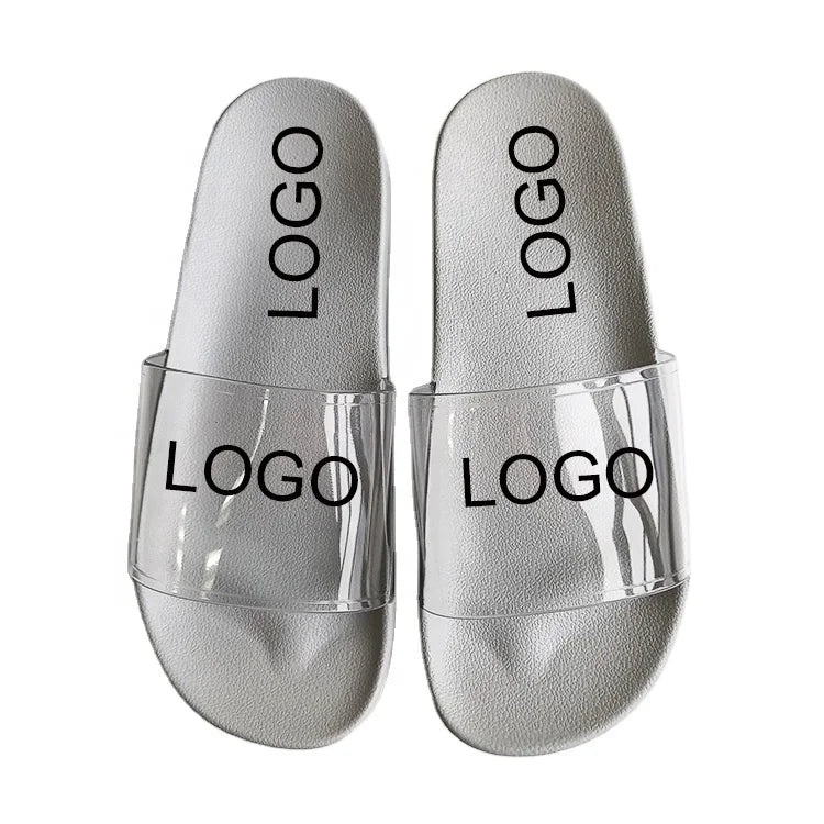 2022 Big Size Transparent Strap Men Custom Basic Printing slippers Outdoor Beach Waterproof Pvc slippers Wholesale Man Shoes