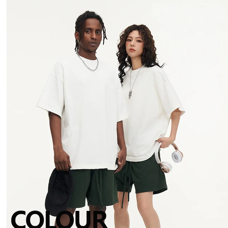 High Quality 310gsm 100% Cotton Tshirt Custom Logo Blank Plain Oversized Men's T-shirts Black Heavyweight T Shirt