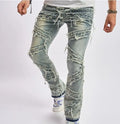 New Hole Men's Jeans Fashionable Elastic Loose Wide Leg Ripped Pants Casual Men's Long Pants