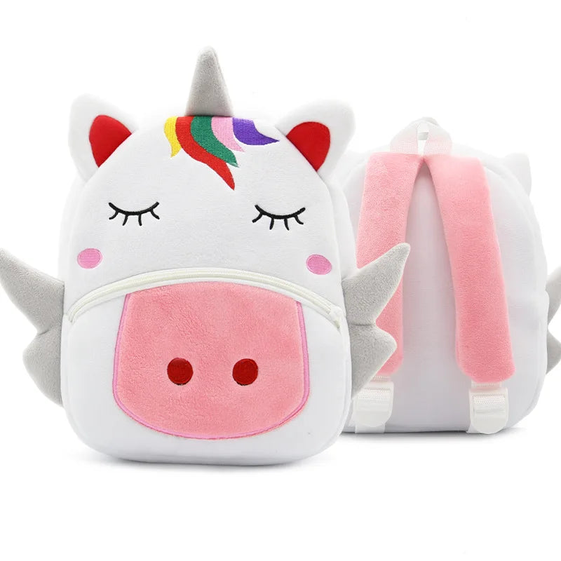 Cartoon Animal Design Plush Material Schoolbag Toddler Kids Bag Backpack for Children Boy and Girl