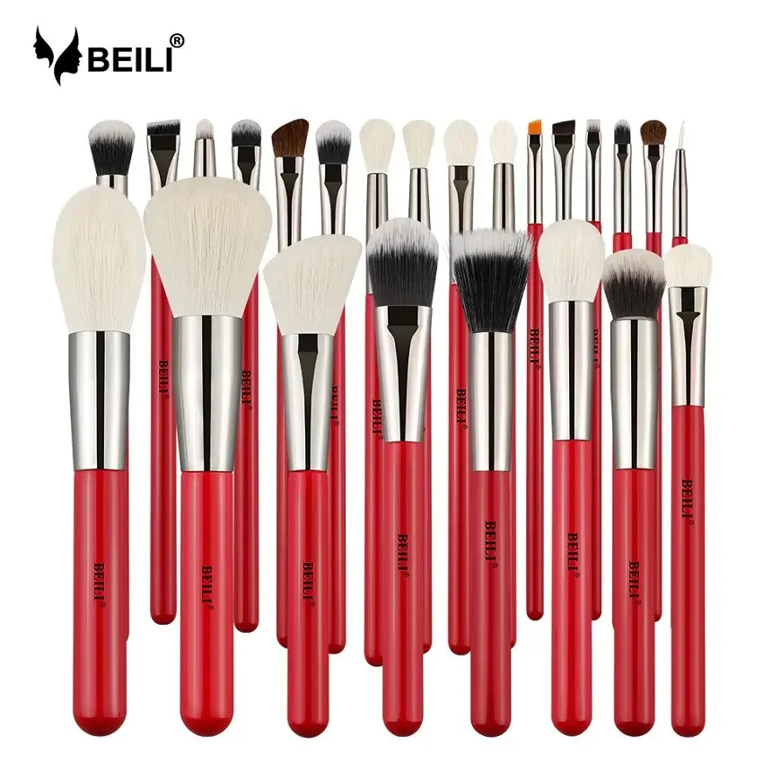 BEILI 24 Pcs Makeup Brushes Professional Red Best Selling Make up Brushes Set Premium Facial Makeup Brush Set Girls Cosmetic Bru