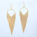 Long Geometric Earrings fringe Metal Tassel Earrings Women Bohemian Crystal Rhinestone silver  Gold Plated Hook Jumka Earrings