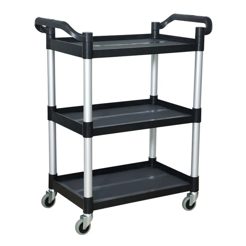 Restaurant Catering Supplies Black Utility Serve Cart Plastic Serving Food Trolley