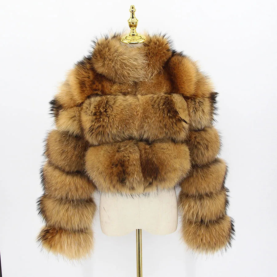 QIUCHEN Casual Fashion Genuine Natural High Quality Plus-Size Women Winter White Luxury Real Fox Fur Short Coat QC19096