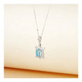 Summer Trendy 925 Sterling Silver Animal Jewelry Cross Chain Blue Swarovski Crystal Sea Turtle Pendant Necklace