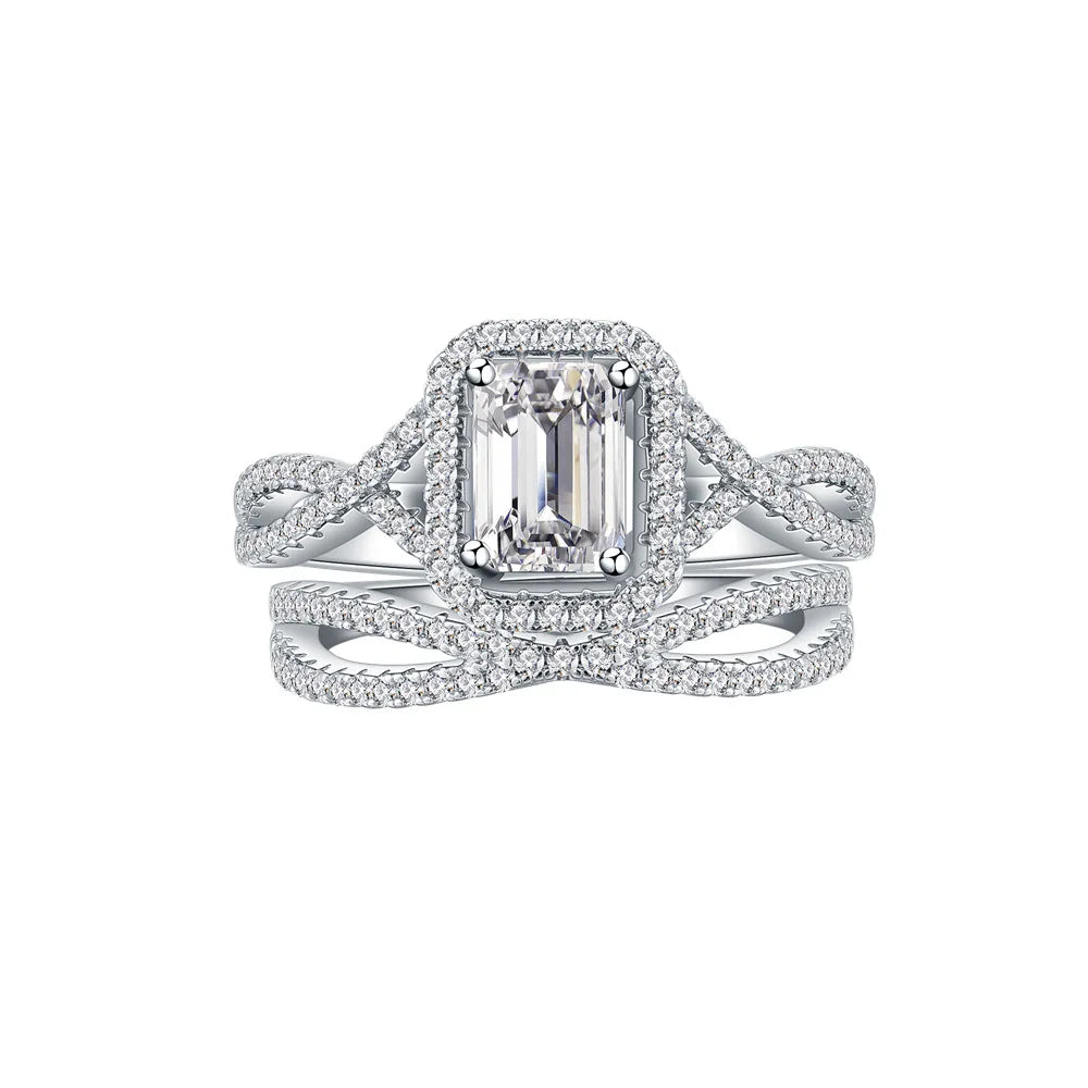 Hot 925 Sterling Silver Ring Set Female Engagement Wedding Band Bridal Vintage Stacking Rings for Women Fine Jewelry