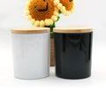 Hot Selling Black Empty Sprayed Glass Candle Containers and Jars with Wooden Lids for Gift & Craft