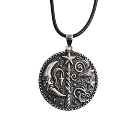 Wholesale Gothic Moon Wizard Mysterious Symbol Pendant Necklace for Men and Women Fashion Jewelry Gifts