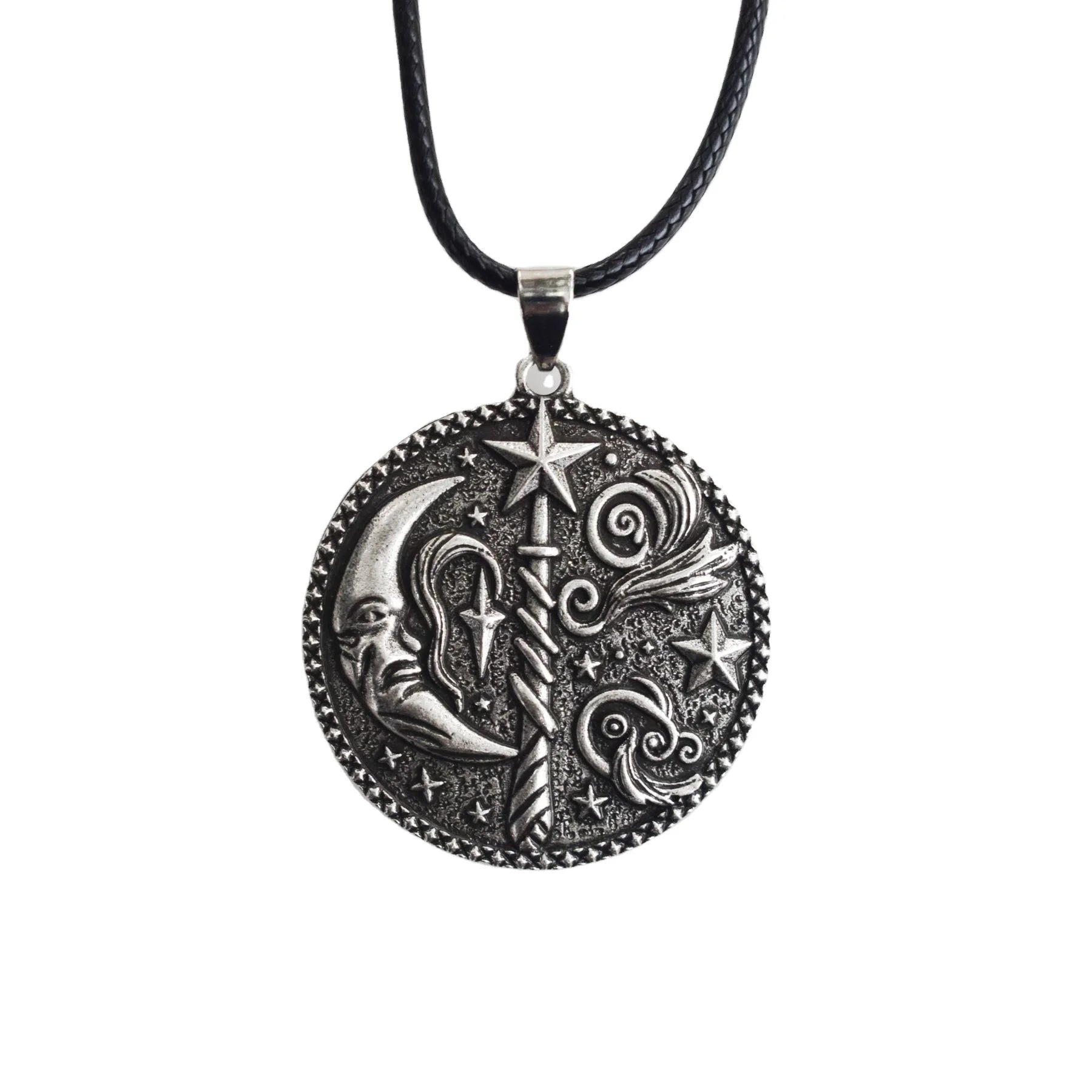Wholesale Gothic Moon Wizard Mysterious Symbol Pendant Necklace for Men and Women Fashion Jewelry Gifts